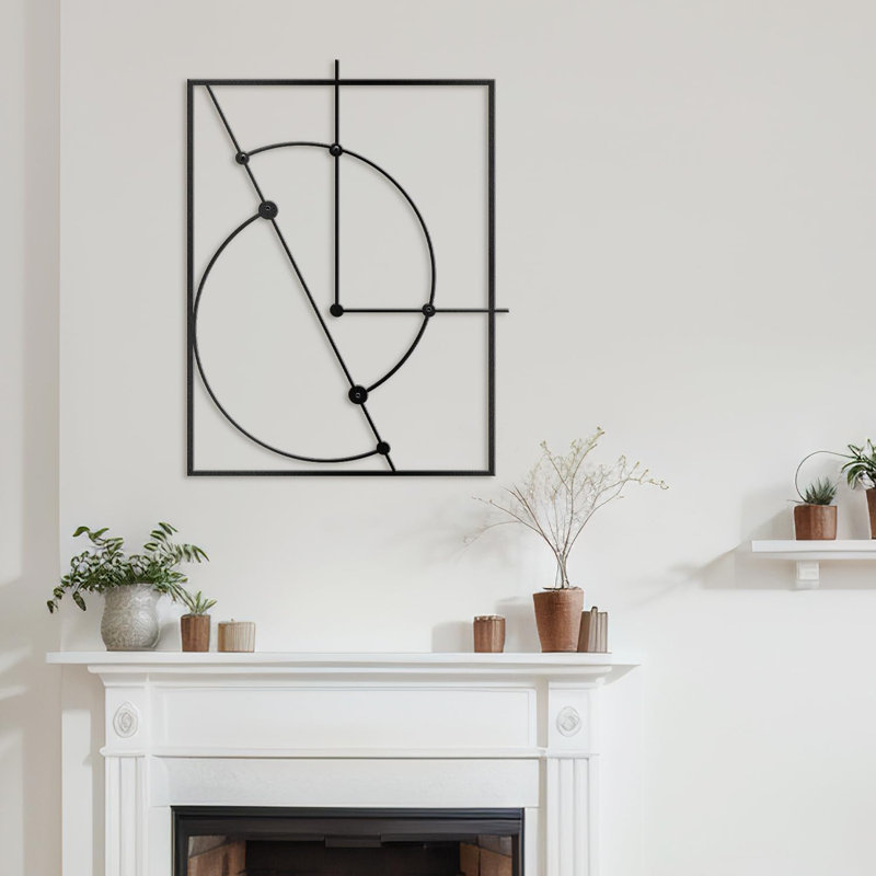 Décoration murale en métal, H 36 po x l 24 po x P 0,05 po, Noir