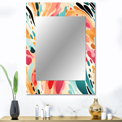 Carlleen multicolore Feather Fury - grand miroir abstrait, miroir mural décoratif moderne, impression d'art en métal
