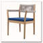 Ensemble de 2 chaises d'extérieur tressées en bois d'acacia avec coussins de style teck, corde beige et bleu marine