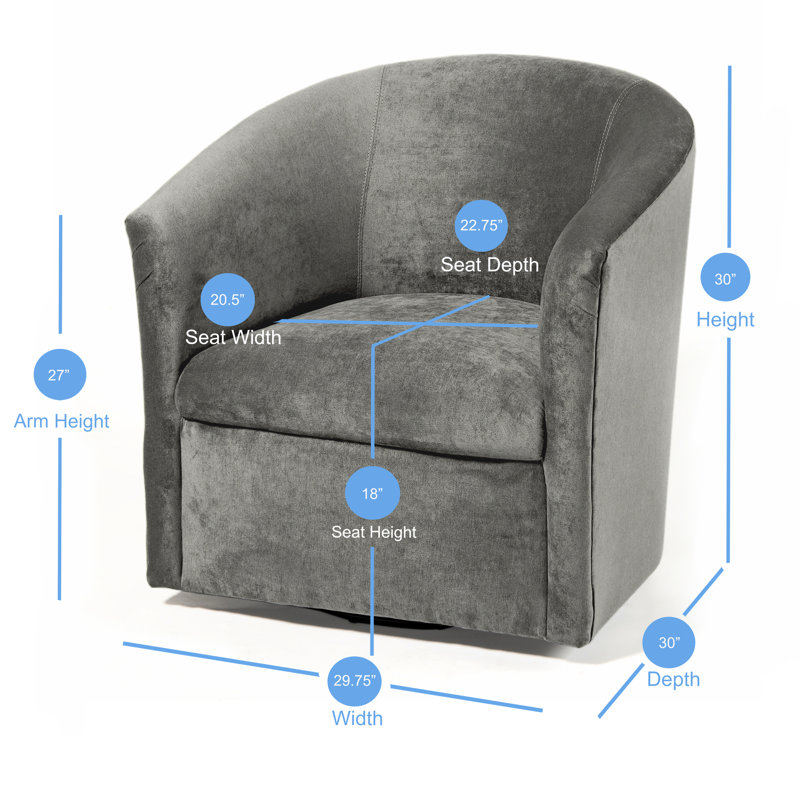 Tabouret pivotant en frêne de 30 po de largeur - densité de mousse 1,9, hauteur des accoudoirs de 27 po, mouvement stable en microfibre de bureau gris à 360 degrés, produit confortable de 29,45 po