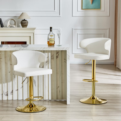 Adjustable Bar Stools, Metal PU Modern Swivel Chairs for Kitchen Home