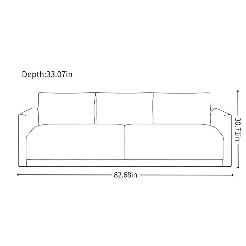 Simple Light Luxury Solid Wood Sofa, White Gray