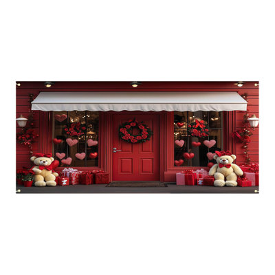 Valentine's Day Garage Door Valentine's Day Garage Backdrops Patio Party Decoration Door Hanging Flag