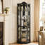 Vitrine d'angle éclairée avec étagères réglables et détails sculptés pour des solutions de rangement élégantes à la maison-2007284712