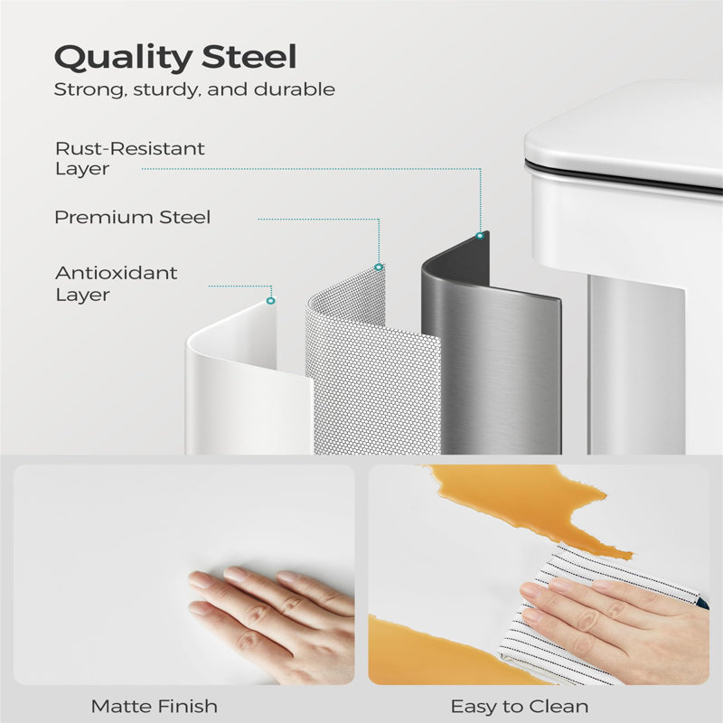 Steel Step On and Odour Seal Kitchen Rubbish Bin - 10.57 L