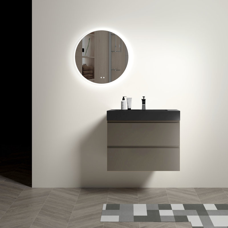 Modern 30" Gray Bathroom Sink - Spacious, Silent Smooth Operation Vanity Model Contemporary, Big Storage,, Gray, Black