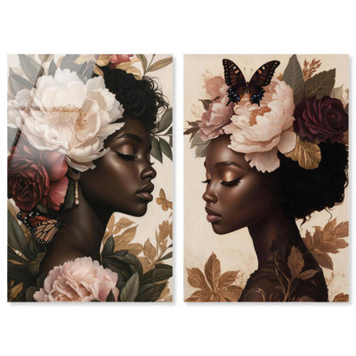 «Glancing floral ensemble», reproduction d'art acrylique sur toile par Art Remedy, prête à être accrochée, 10 x 15