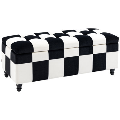 Lavora 114cm Wide Tufted Rectangle Chequered Standard Ottoman with Storage