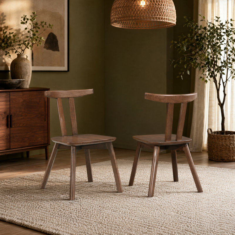 Sierra Solid Wood Spindle-Back Dining Chair (Set of 2), Walnut
