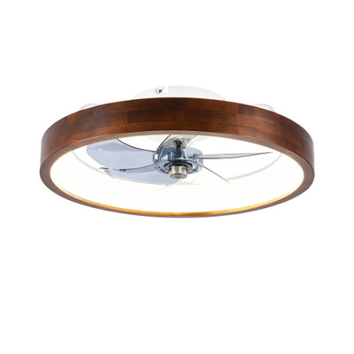 20"   Modern Flush Mount Ceiling Fans with Lights Kit (LED)  , 3000-6500K Dimmable  LED Fan Light, 6 Speeds, Quiet DC Motor For Living room, Bedroom,Kitchen----Wood+White
