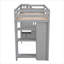 Lit mezzanine pour lit simple en bois massif de petite taille avec rangement intégré, bureau et escalier intégré, gris neutre
