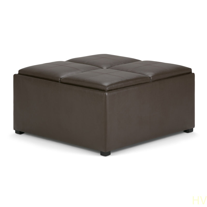 Avalon - Repose-pieds de table carré avec rangement Avalon, Marron foncé