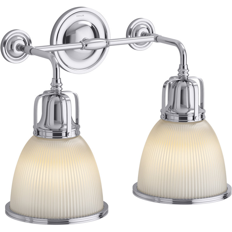 Hauksbee Two-Light Bell Sconce, Polished Chrome, 13.78" H x 18.9" W x 9.63" D