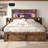 Revan Farmhouse Bed Frame with Bookcase Headboard, 2 Detachable Racks, 4 Drawers & RGB LED-100758302-100758306