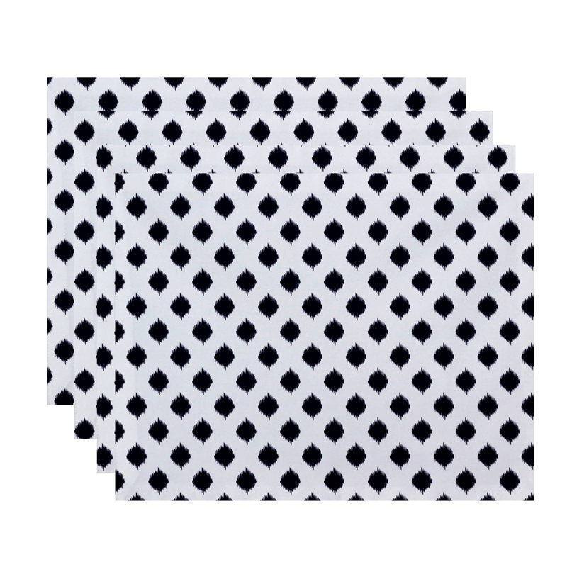 Ensemble de napperons géométriques 4 pièces Cop-IKAT, Bleu marine printanier