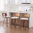  Counter Height Bar Stools - , Cane Rattan Back, Linen Upholstered Seat, Swivel Design For Kitchen Island/Bar/Counter-1143091595-1143091605
