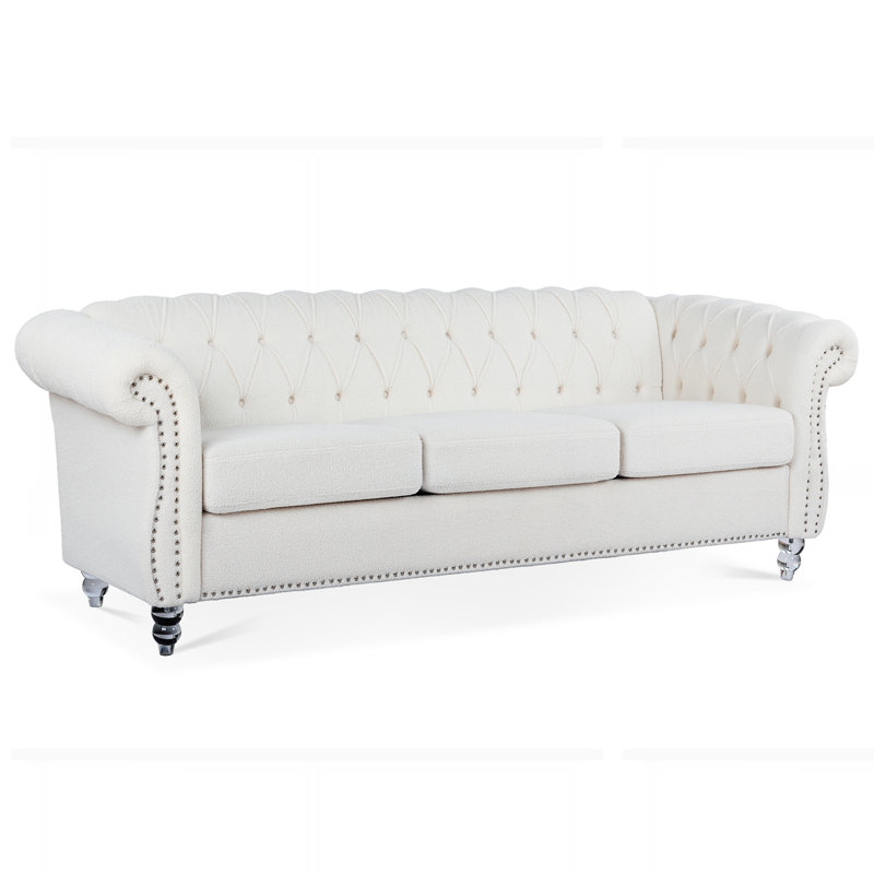 Canapé Chesterfield à accoudoirs roulés 3 places 84,65 po