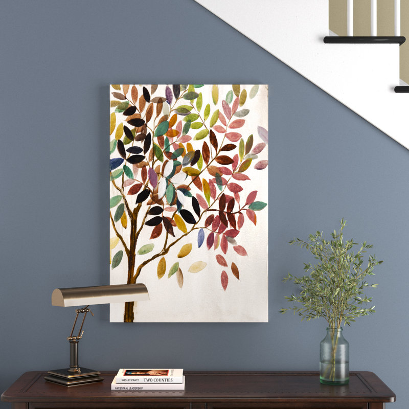 Arbre feuillu coloré - peinture, H 36 po x l 24 po, Papier