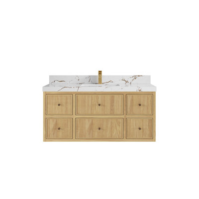 Meuble-lavabo simple 48 po avec plateau en quartz Nedrick