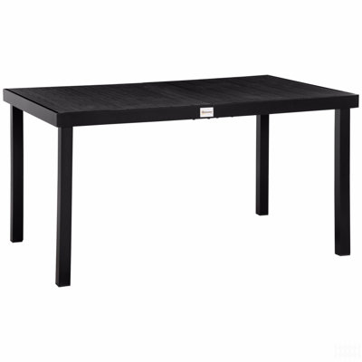 Table de salle à manger d'extérieur pour 6 personnes, table de patio rectangulaire, pieds en aluminium