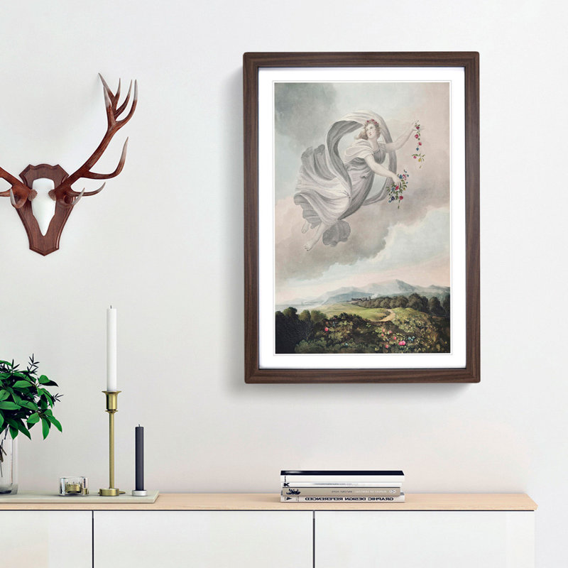 Flora Dispensing Her Favours by R.J. Thornton - Picture Frame Painting Print, 48cm H x 36cm W x 2cm D, Walnut Framed