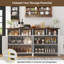 Buffet 63 "avec 4 portes et rangement ouvert, grande armoire de cuisine de ferme, armoire à café avec tablettes réglables pour la salle à manger, vestibule, buffet, blanc et noyer-90278317