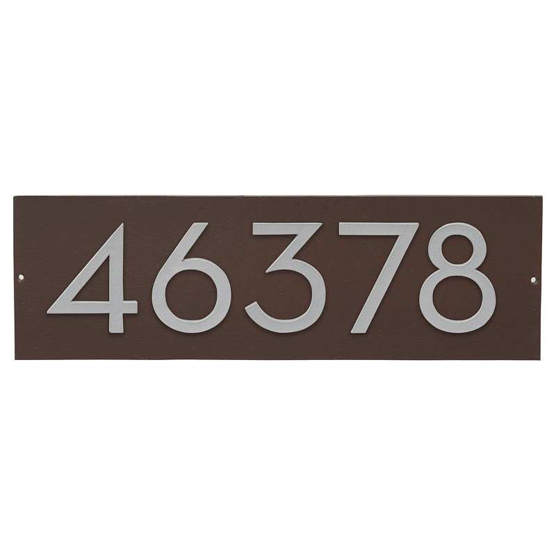 Floating Modern 4" Number Horizontal Address Plaque (5 Digits), Silver, Roman Bronze