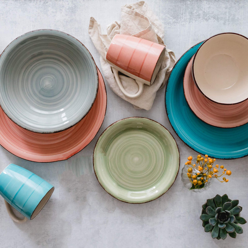 Cyson Piece Ceramic Dinnerware Set - Service for 6, Green