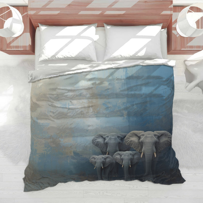 Édredon Elephant Family Artwork, Lit simple