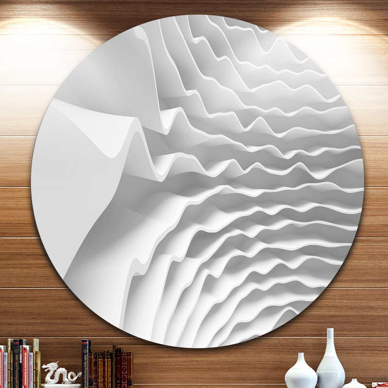 « fractal curveed white 3d waves », impression sur métal, H 23 po x l 23 po x P 1 po