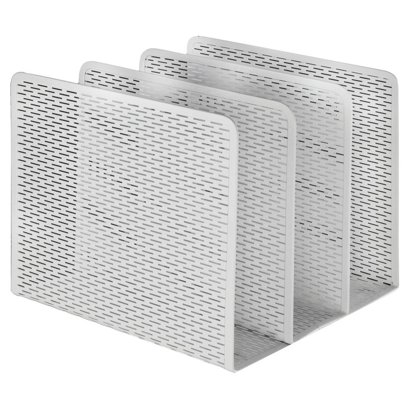 White Perforated Metal 3-Section File Organizer
