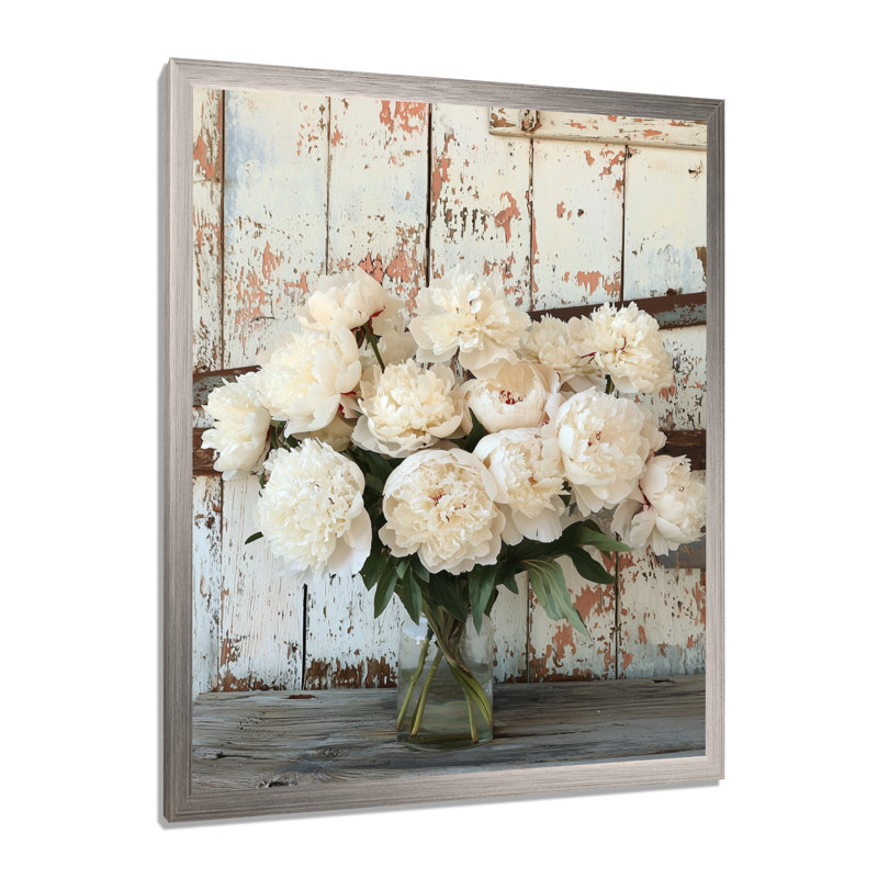 Berkhamstead - Floral Canvas Prints, Argent argent, H 44 po x l 34 po, Reproduction encadrée sans passe-partout