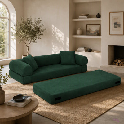 Convertible Sofa Bed Couch, 80 Inch Boneless Couches for Living Room, Folding Sleeper Sofa Bed with Storage, Corduroy Flod Out Couch Compressed Couch in a Box