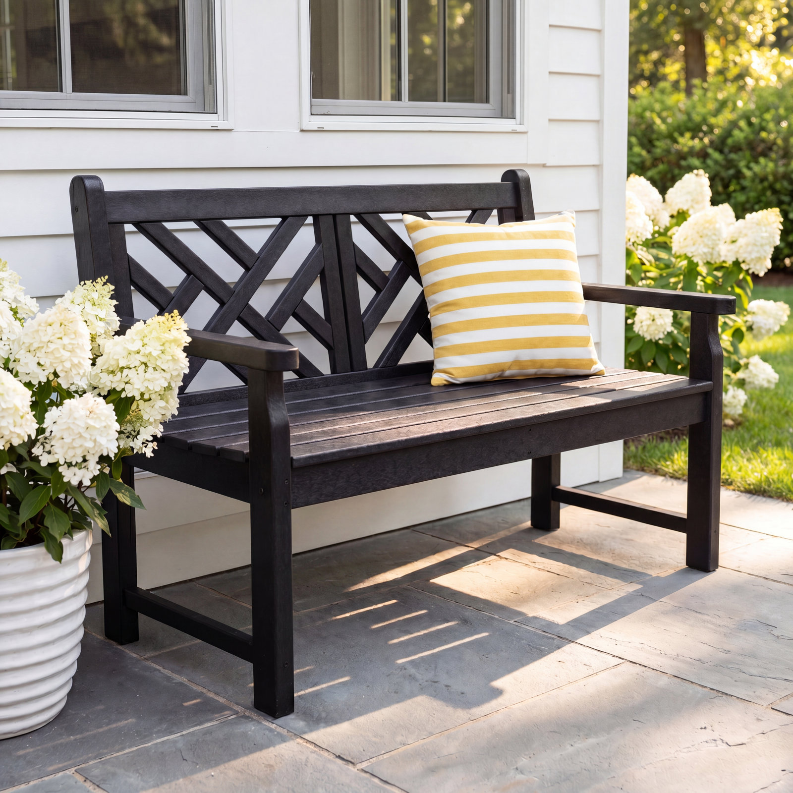 POLYWOOD® Chippendale 47" Garden Bench, Black