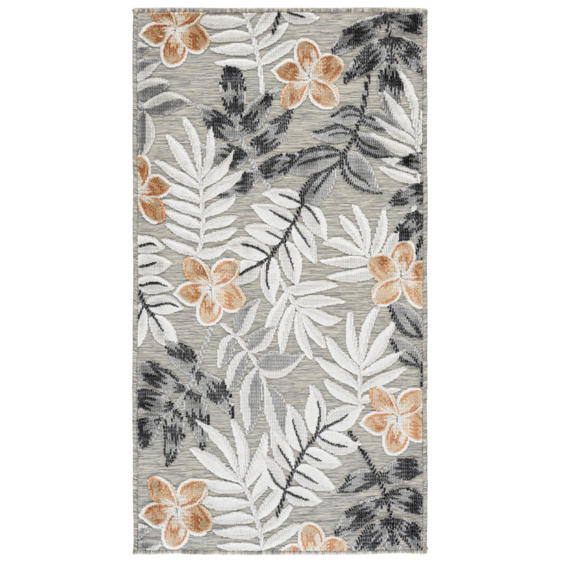 Tapis d'intérieur / extérieur à motif floral Souders Performance, Rectangle 2 pi 7 po x 5 pi
