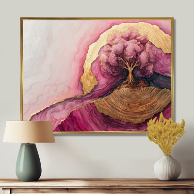 Forêt, paysage de roses, pierres précieuses, rivière II - forêt, art mural