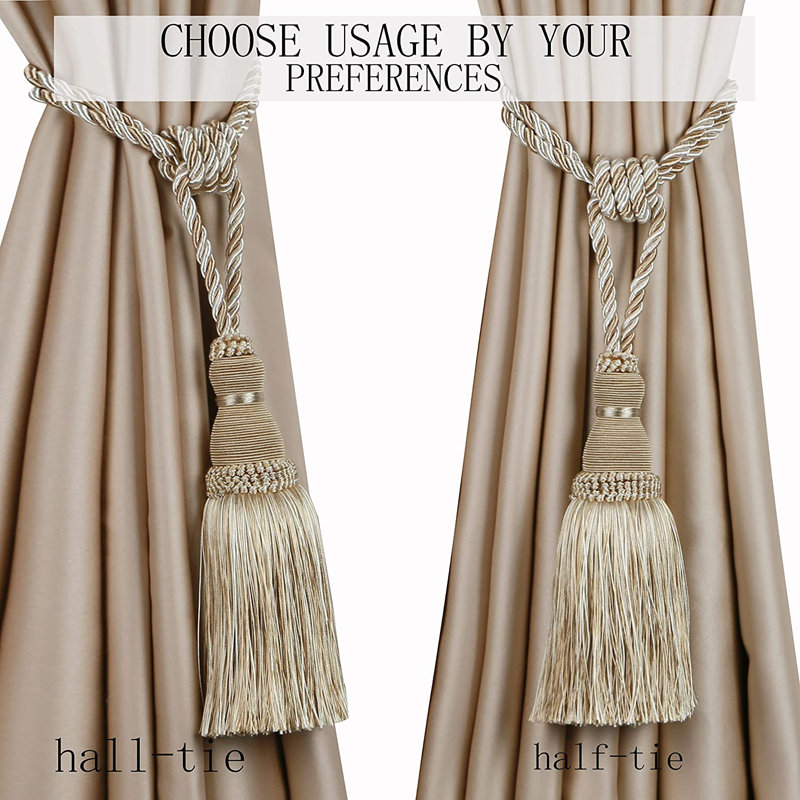 Chassi Rayon Adjustable 23.6" Curtain Tieback, Beige