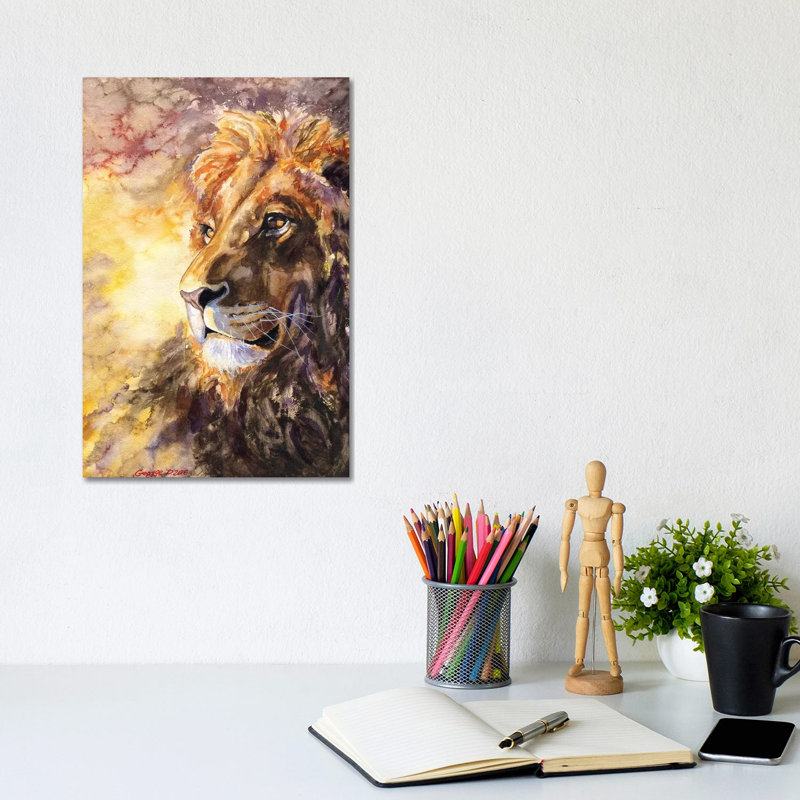 Lion I by George Dyachenko - Wrapped Canvas Painting, 20.32 cm H x 30.48 cm W