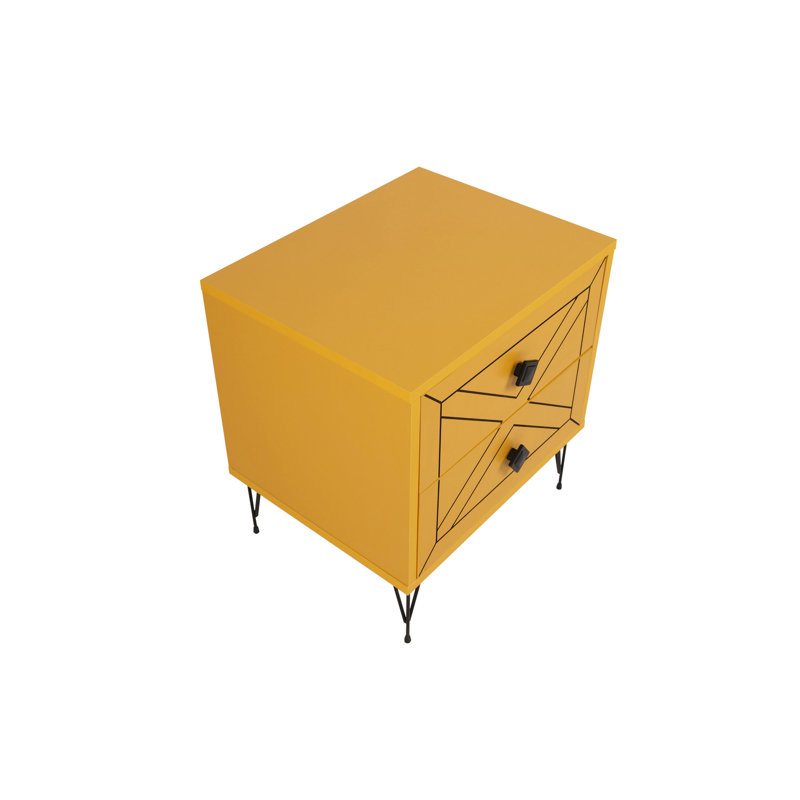 Chenoweth 50cm W Manufactured Wood Bedside Table, Yellow