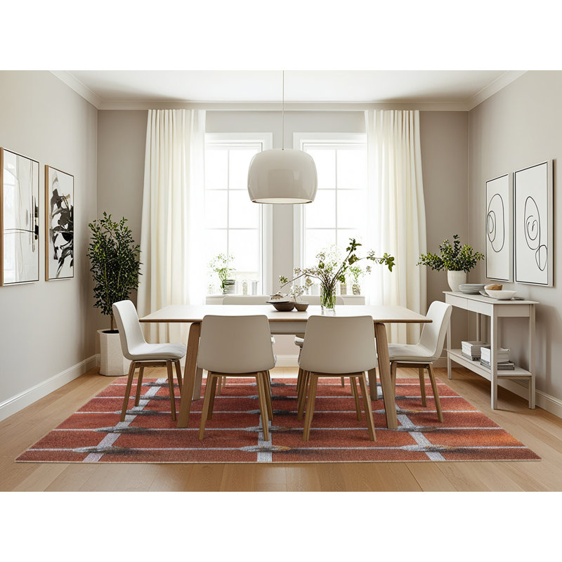 Tapis de zone brun à motif, Rectangle 7 pi x 10 pi