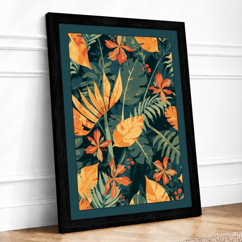 Floral Garden Tropical - Framed Print, A1 - 84.1 x 59.4 cm, Black