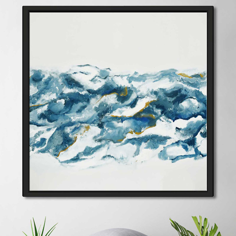 Into the blue (carré)-imprimé, H 39,5 po x l 39,5 po x P 2 po, Cadre flottant noir