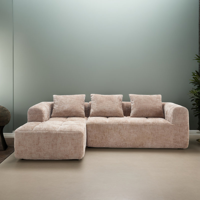 Canapé-lit modulaire 2 pièces pour salon, Chenille kaki
