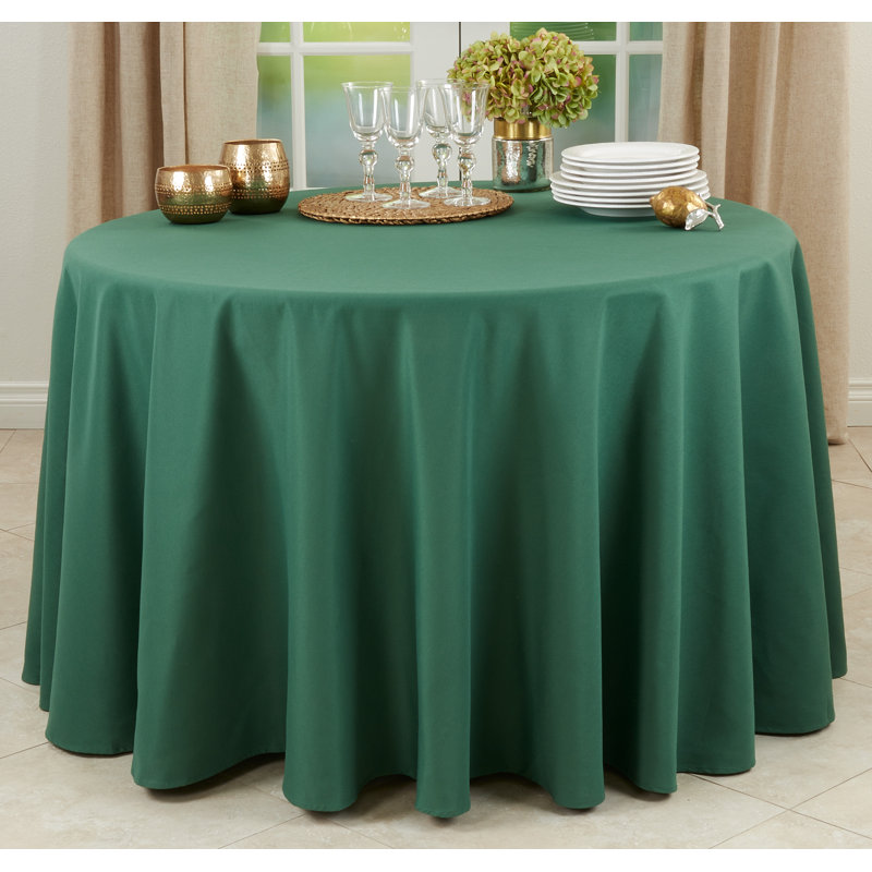Grace Polyester Round Tablecloth, 108" L x 108" W, Jasper Green