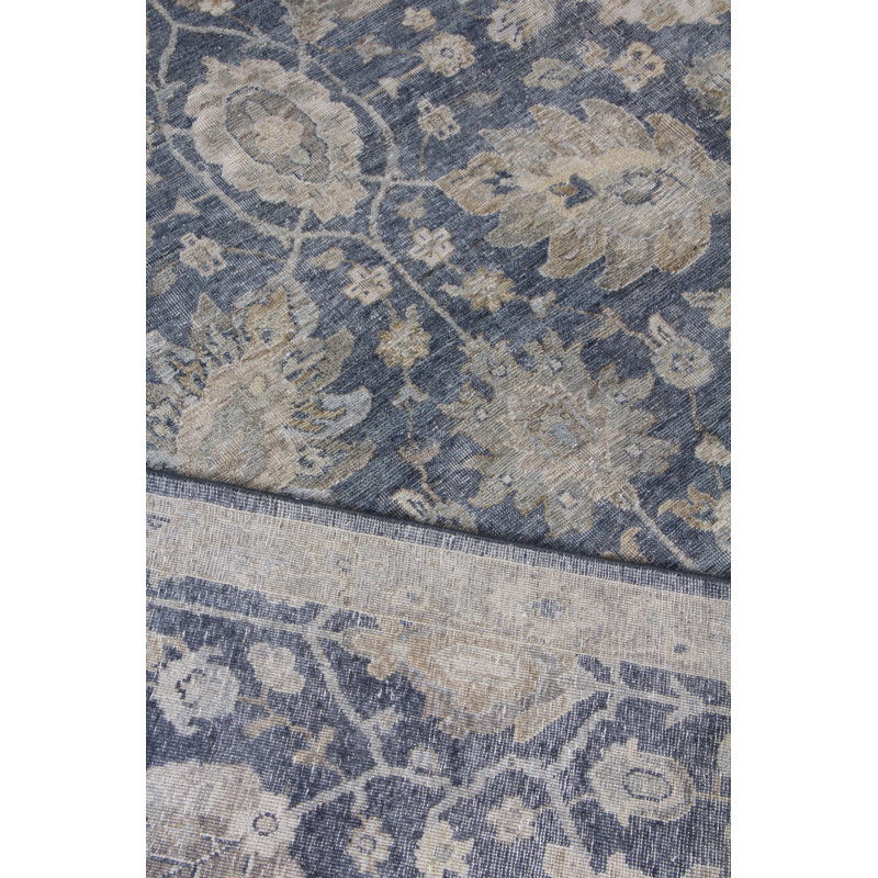 Heirloom Oriental Hand-Knotted Wool Blue Area Rug, Rectangle 9' x 12'
