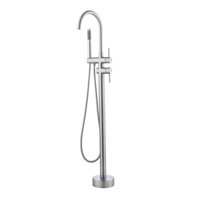Stainless Steel Tub Filler With 360-Degree Movement And Material In 30 In. Depth Freestanding Brushed Nickel Leak Design