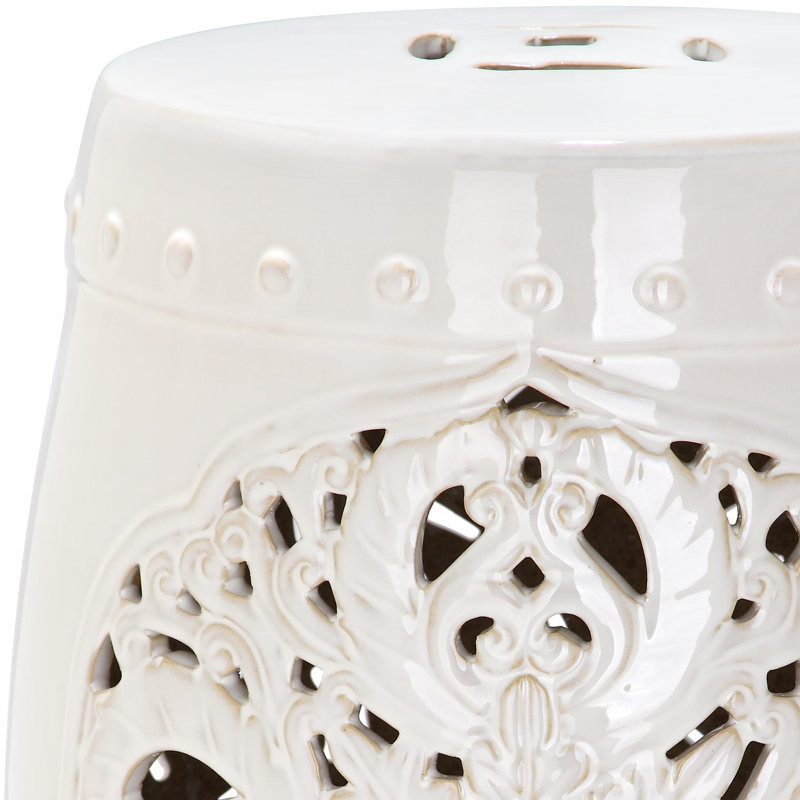 Tabouret de jardin en céramique Llaneli, Crème
