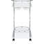 Chariot-bar en métal à 2 tablettes en verre blanc, pour l'organisation de la salle à manger, un support à verres à pied et trois supports à vin, d'une profondeur de 16,13 pouces avec une option de rangement, 26,5 W