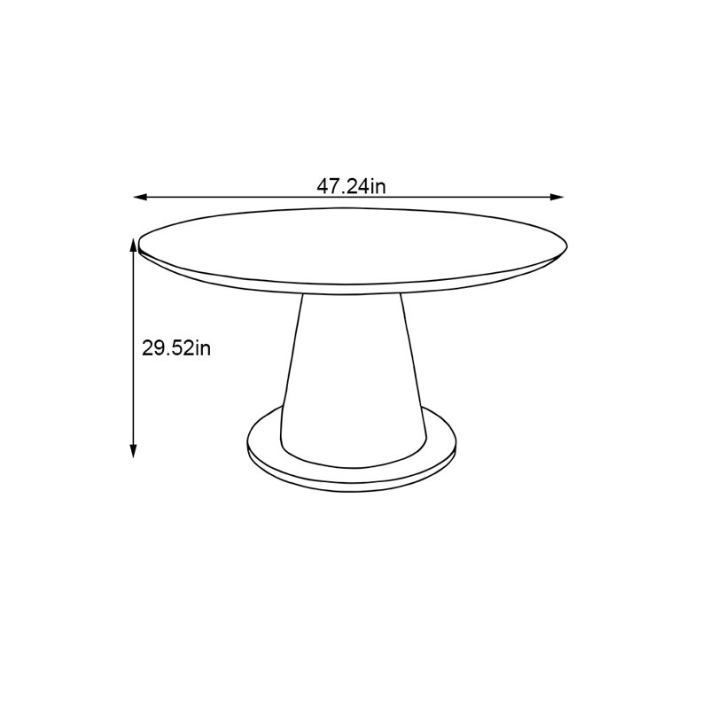 solid wood dining table, 29.52"H x 47.24"L x 47.24"W