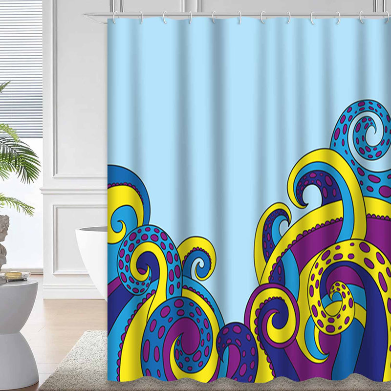 Rideau de douche avec 12 crochets Octopus, L 72 po x l 78 po